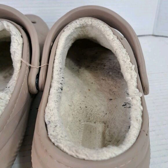Crocs Lined Clog Shoes Men’s Size 12 Brown Faux Fur Slip On Comfort Warm Casual